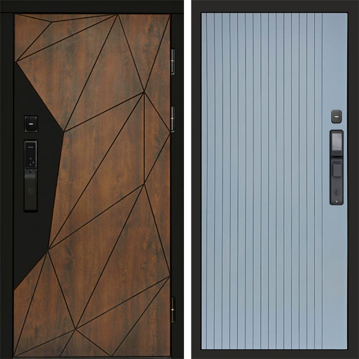 Входная дверь Termo-door ГЕОМЕТРИЯ с электронным замком FLAT Грей Софт