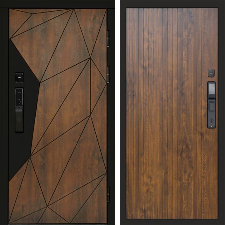 Входная дверь Termo-door ГЕОМЕТРИЯ с электрозамком FLAT Дуб