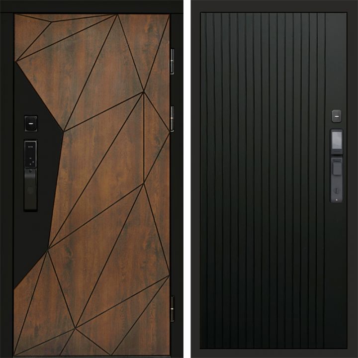 Входная дверь Termo-door ГЕОМЕТРИЯ с электрозамком FLAT Черный Кварц