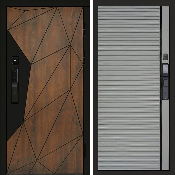 Входная дверь Termo-door ГЕОМЕТРИЯ с электронным замком PORTE Грей Софт