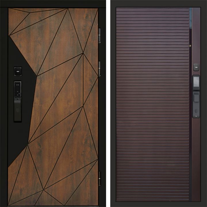 Входная дверь Termo-door ГЕОМЕТРИЯ с электронным замком PORTE Шоколад