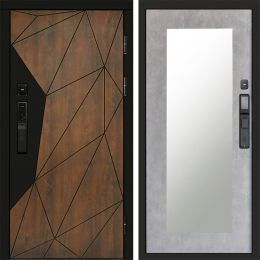 Входная дверь Termo-door ГЕОМЕТРИЯ с электронным замком Зеркало Триумф бетон светлый