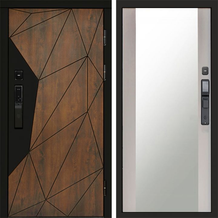 Входная дверь Termo-door ГЕОМЕТРИЯ с электронным замком Зеркало лиственница