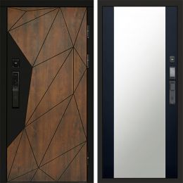 Входная дверь Termo-door ГЕОМЕТРИЯ с электронным замком Зеркало Черный Кварц+Тонировка