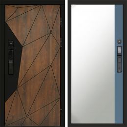 Входная дверь Termo-door ГЕОМЕТРИЯ с электронным замком Широкое Зеркало Фацет Грей Софт