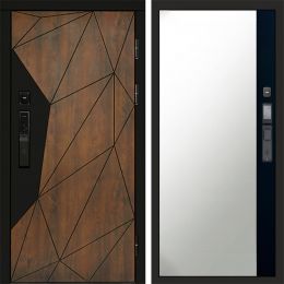 Входная дверь Termo-door ГЕОМЕТРИЯ с электрозамком Широкое Зеркало Фацет Черный Кварц