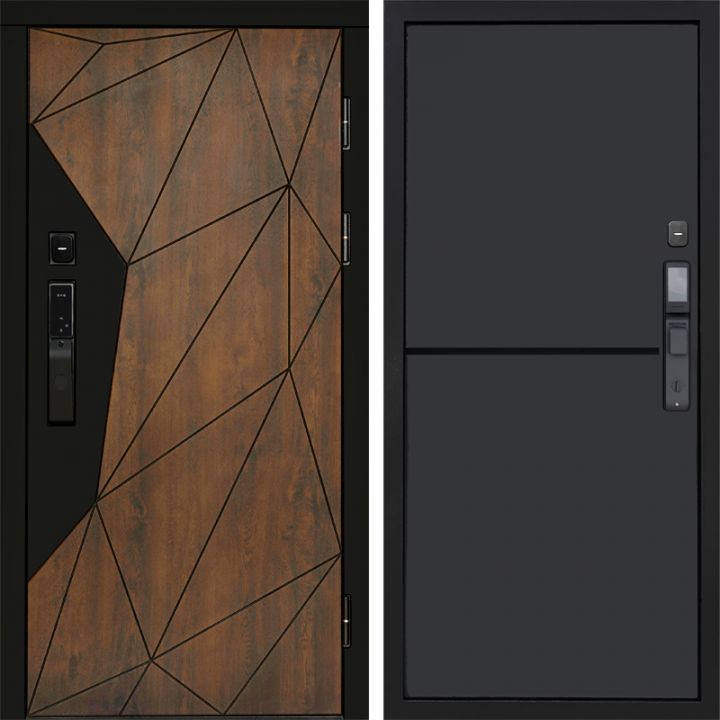 Входная дверь Termo-door ГЕОМЕТРИЯ с электронным замком Нео Графит