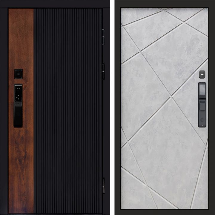 Входная дверь Termo-door ПРЕСТИЖ с электрозамком Лучи бетон светлый
