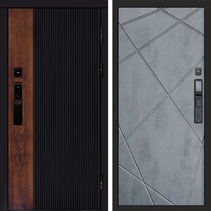 Входная дверь Termo-door ПРЕСТИЖ с электрозамком Лучи бетон темный