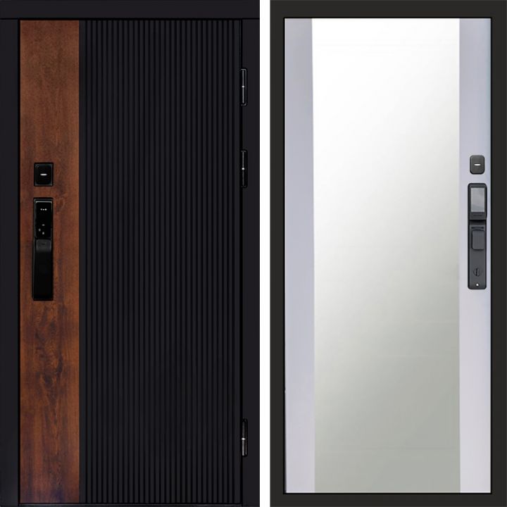 Входная дверь Termo-door ПРЕСТИЖ с электрозамком Зеркало белый софт