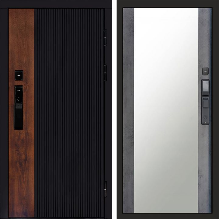 Входная дверь Termo-door ПРЕСТИЖ с электрозамком Зеркало бетон темный