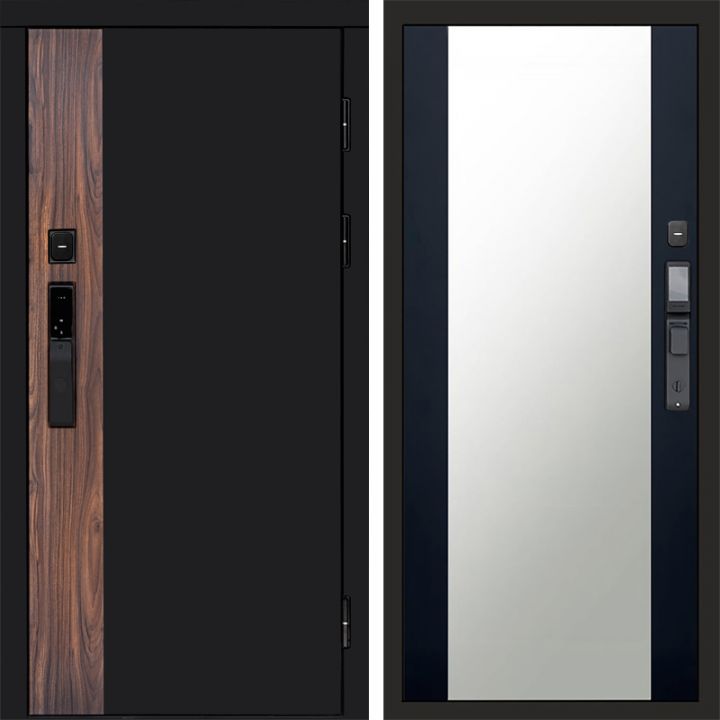 Входная дверь Termo-door ТОР с электронным замком Зеркало Черный Кварц+Тонировка