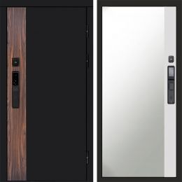 Входная дверь Termo-door ТОР с электронным замком Широкое Зеркало Фацет Белый Софт