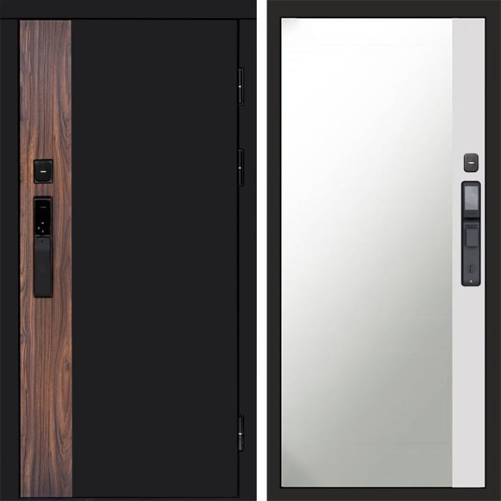 Входная дверь Termo-door ТОР с электронным замком Широкое Зеркало Фацет Белый Софт