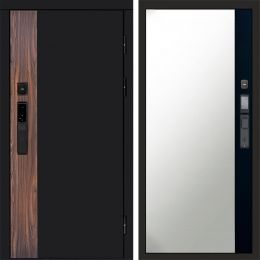 Входная дверь Termo-door ТОР с электронным замком Широкое Зеркало Фацет Черный Кварц