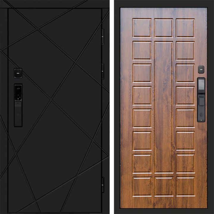 Входная дверь Termo-door ЛУЧИ BLACK с электронным замком Престиж дуб