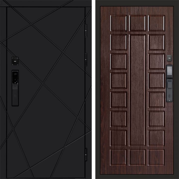 Входная дверь Termo-door ЛУЧИ BLACK с электронным замком Престиж венге