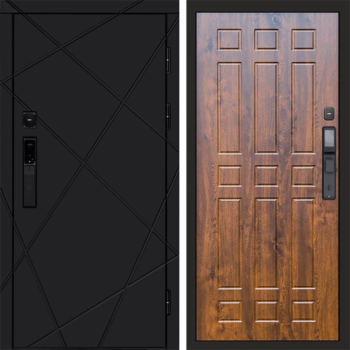 Входная дверь Termo-door ЛУЧИ BLACK с электронным замком Спарта дуб