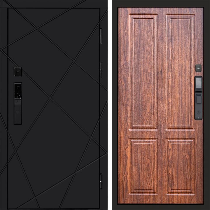 Входная дверь Termo-door ЛУЧИ BLACK с электронным замком Орех стандарт