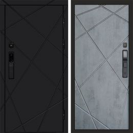 Входная дверь Termo-door ЛУЧИ BLACK с электронным замком Лучи бетон темный