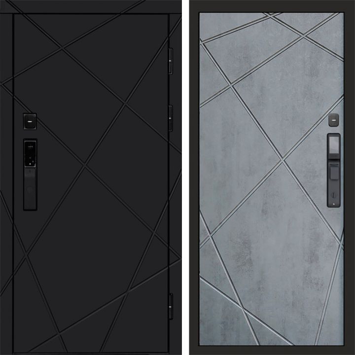 Входная дверь Termo-door ЛУЧИ BLACK с электронным замком Лучи бетон темный