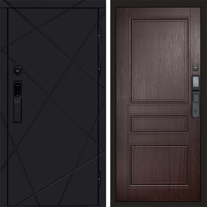 Входная дверь Termo-door ЛУЧИ BLACK с электронным замком Класскика венге