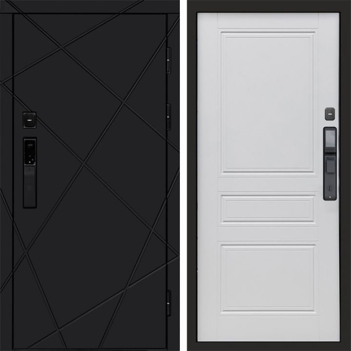 Входная дверь Termo-door ЛУЧИ BLACK с электронным замком Классик Белый Софт