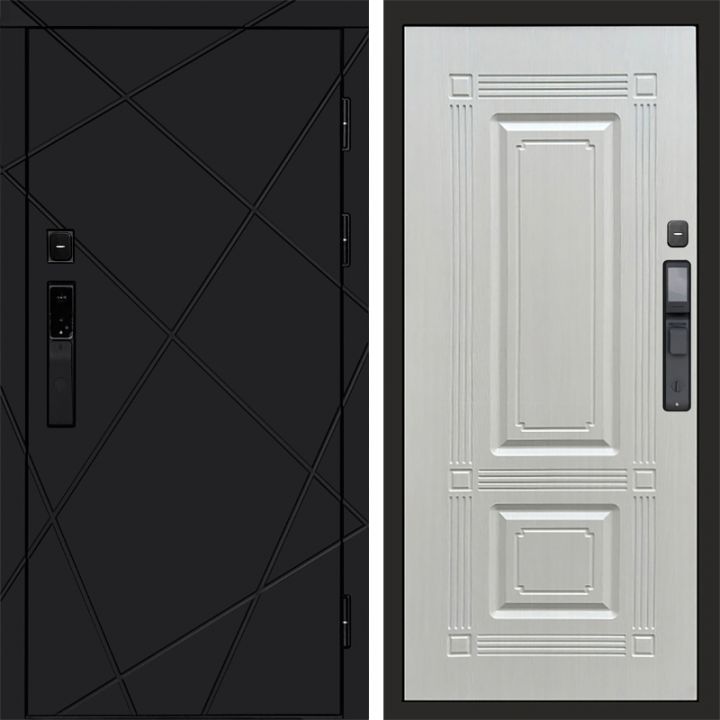 Входная дверь Termo-door ЛУЧИ BLACK с электронным замком Мадрид Лиственница