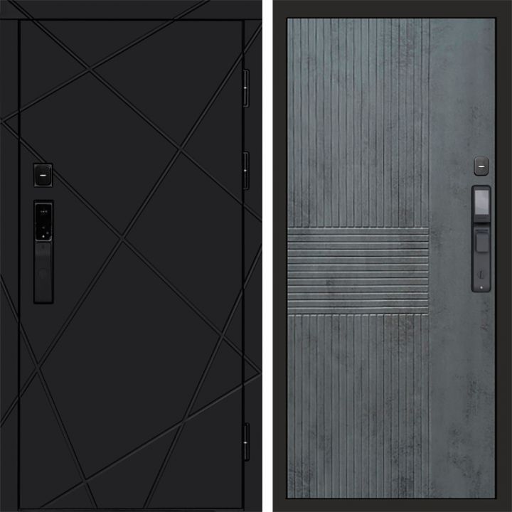 Входная дверь Termo-door ЛУЧИ BLACK с электронным замком Мастино Бетон Темный