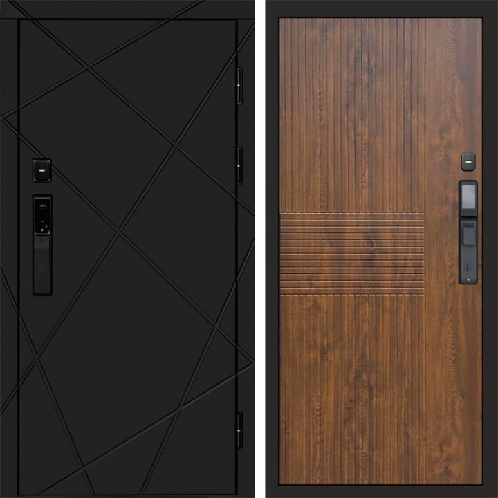 Входная дверь Termo-door ЛУЧИ BLACK с электронным замком Мастино Дуб