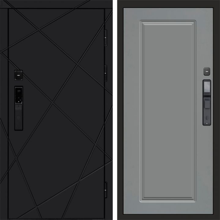 Входная дверь Termo-door ЛУЧИ BLACK с электронным замком Гранд Грей Софт