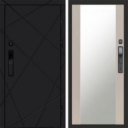 Входная дверь Termo-door ЛУЧИ BLACK с электронным замком Зеркало Слоновая Кость