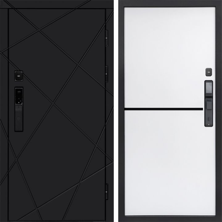 Входная дверь Termo-door ЛУЧИ BLACK с электронным замком Нео White