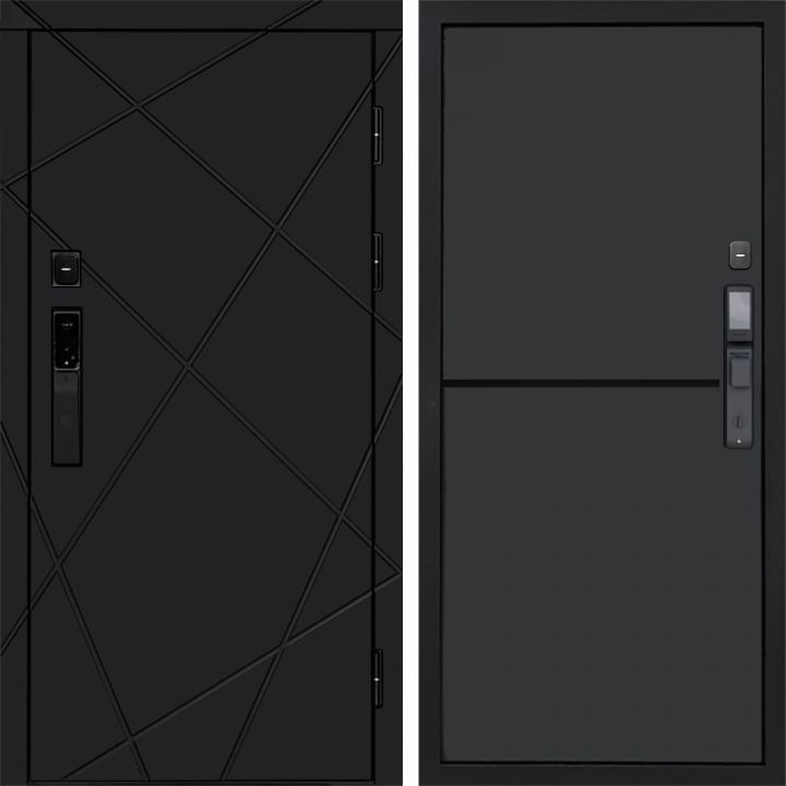 Входная дверь Termo-door ЛУЧИ BLACK с электронным замком Нео Графит