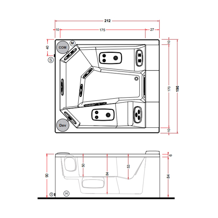 Спа бассейн Gruppo Treesse Quarz Light 212 212x190x90 ФОТО