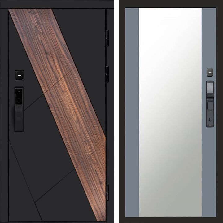 Входная дверь Termo-door НОВА с электронным замком Зеркало Грей Софт