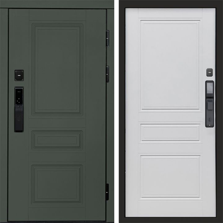 Входная дверь Termo-door ОРЕГОН GREEN с электронным замком Классика Белое дерево