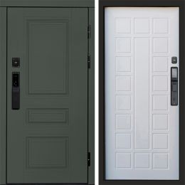 Входная дверь Termo-door ОРЕГОН GREEN с электронным замком Престиж белое дерево