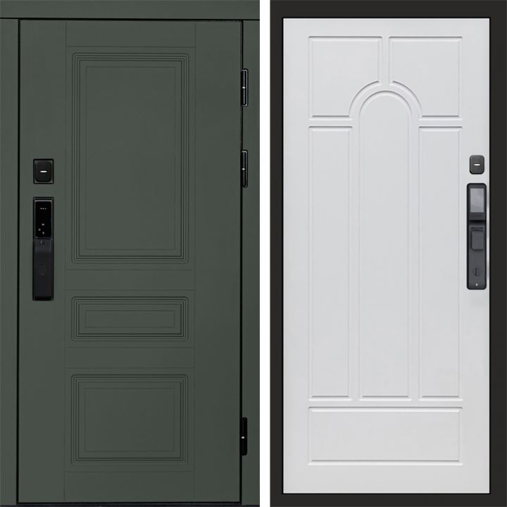 Входная дверь Termo-door ОРЕГОН GREEN с электронным замком Арка белое дерево