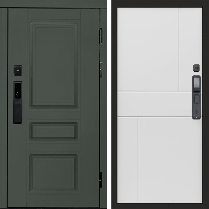 Входная дверь Termo-door ОРЕГОН GREEN с электронным замком Горизонт белый