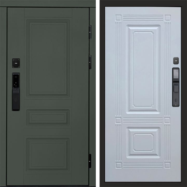 Входная дверь Termo-door ОРЕГОН GREEN с электронным замком Мадрид Белый Софт