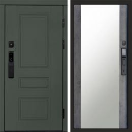 Входная дверь Termo-door ОРЕГОН GREEN с электронным замком Зеркало бетон темный
