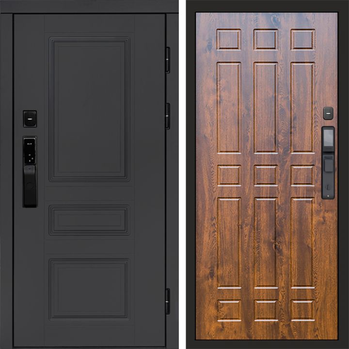 Входная дверь Termo-door ОРЕГОН ГРАФИТ с электронным замком Спарта дуб