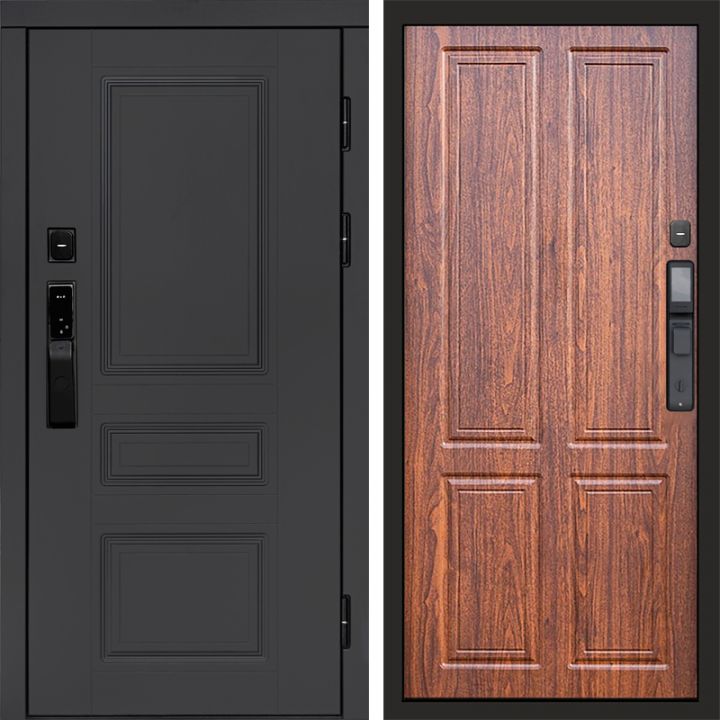 Входная дверь Termo-door ОРЕГОН ГРАФИТ с электронным замком Орех стандарт
