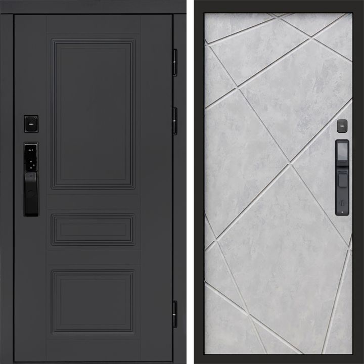 Входная дверь Termo-door ОРЕГОН ГРАФИТ с электронным замком Лучи бетон светлый