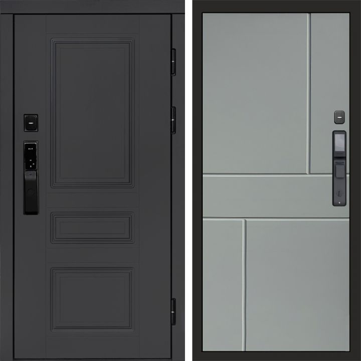 Входная дверь Termo-door ОРЕГОН ГРАФИТ с электронным замком Горизонт Грей Софт