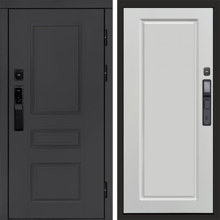 Входная дверь Termo-door ОРЕГОН ГРАФИТ с электронным замком Гранд Белый Софт