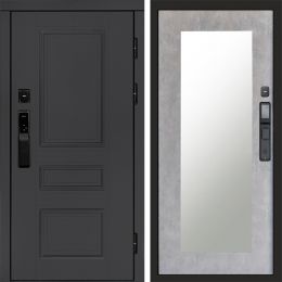 Входная дверь Termo-door ОРЕГОН ГРАФИТ с электронным замком Зеркало Триумф бетон светлый