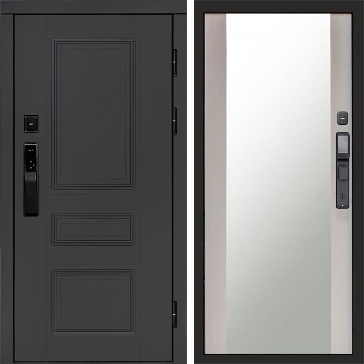 Входная дверь Termo-door ОРЕГОН ГРАФИТ с электронным замком Зеркало лиственница