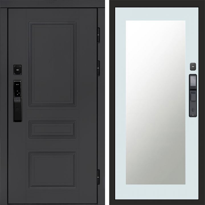 Входная дверь Termo-door ОРЕГОН ГРАФИТ с электронным замком Зеркало Триумф Белый Софт